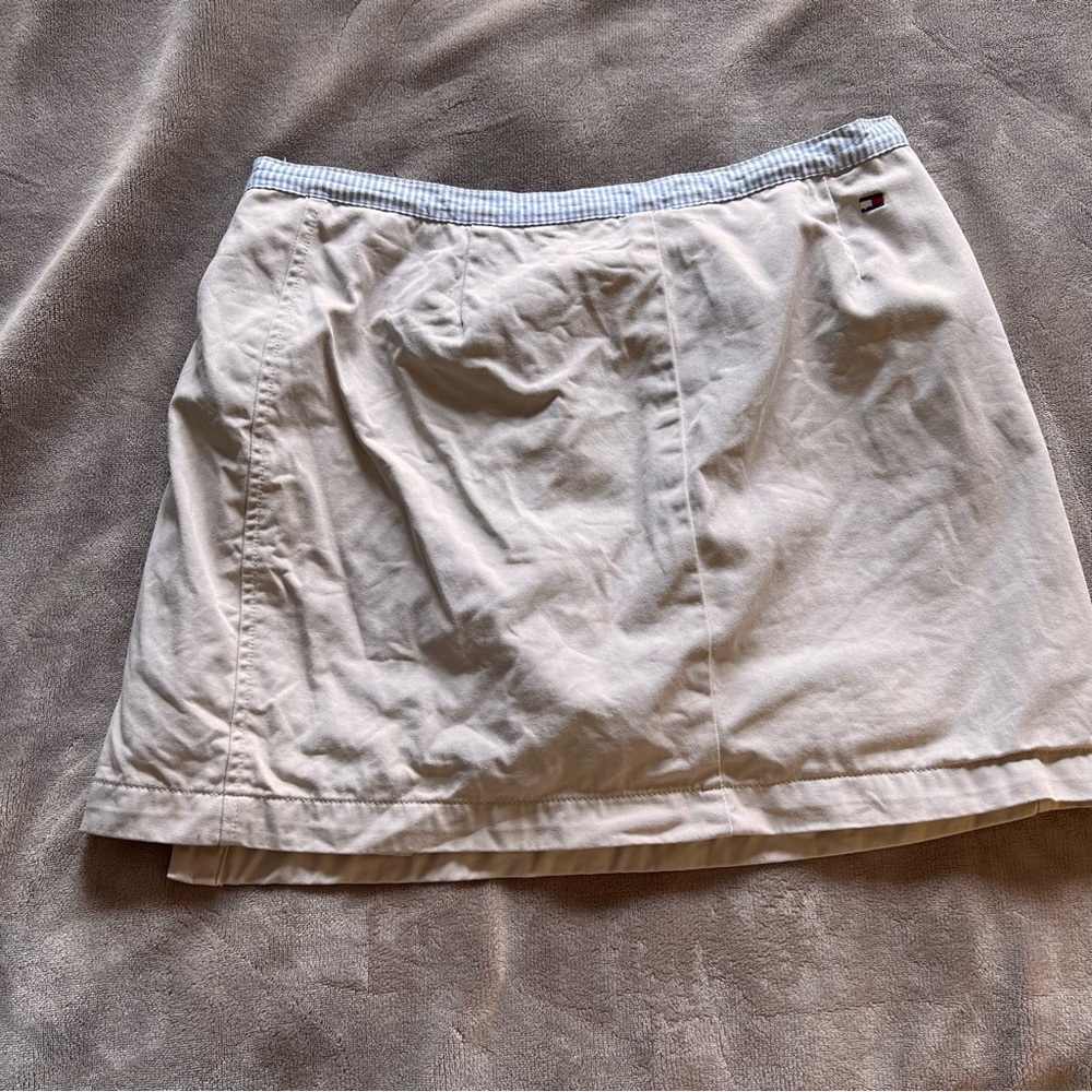 TOMMY HILFIGER Nautical Beige Cotton Smooth Mini Wrap Skort - Size 6 - Picture 3 of 11